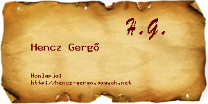 Hencz Gergő névjegykártya